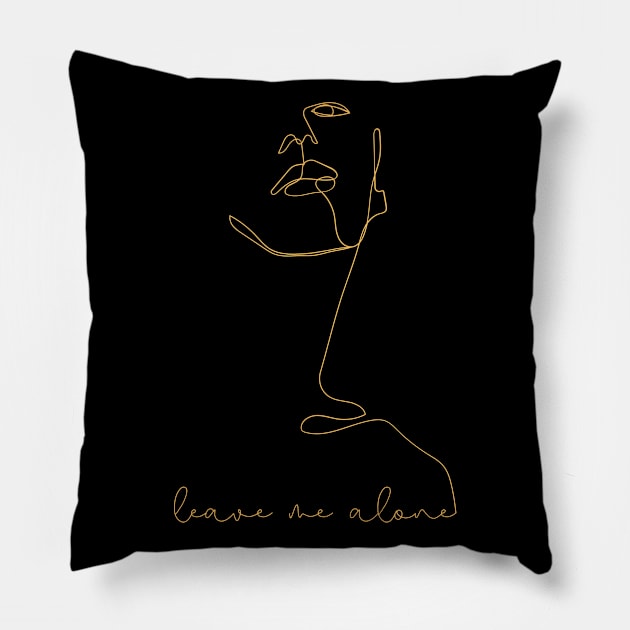 Monoline Face Leave Me Alone Pillow by nathalieaynie