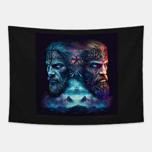 The Adventures of Synapse and Bloodblade Valheim Portraits Tapestry