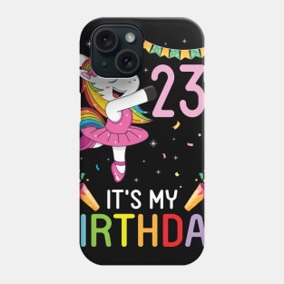 Happy Unicorn Dancing Congratulating 23rd Time It's My Birthday 23 Years Old Born In 1998 Phone Case