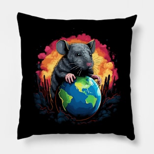 Rat Earth Day Pillow