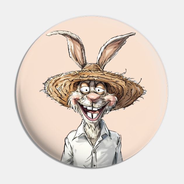 Easter Bunny Straw Hat Pin by JunkyDotCom