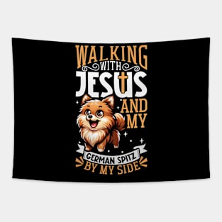 Jesus and dog - German Spitz Tapestry