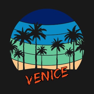 Venice Retro Vintage Sunset Beach Design T-Shirt