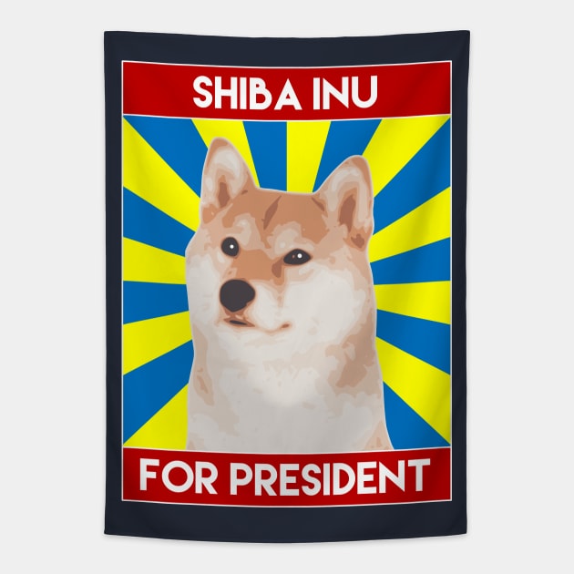 Shiba Inu For President (Red) Tapestry by inotyler