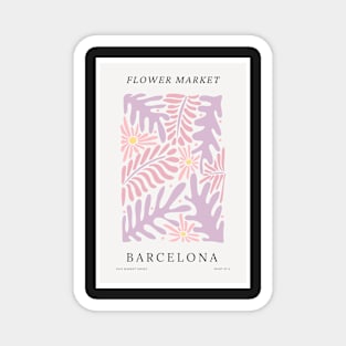 Retro Flower Market Barcelona Botanical Magnet