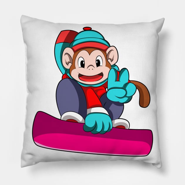 Monkey at Snowboarding with Snowboard Pillow by Markus Schnabel