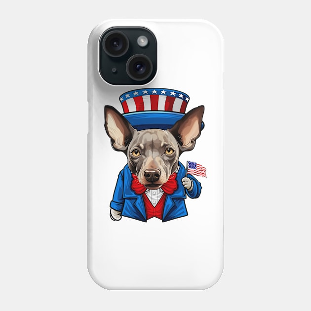 Funny 4th of July Hairless Terrier Dog Phone Case by whyitsme