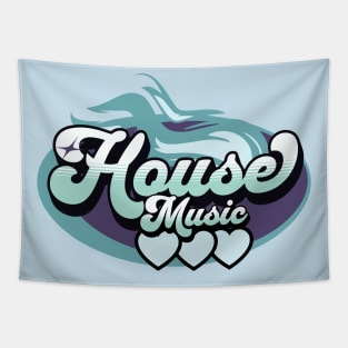 HOUSE MUSIC  - House Music Heat (Light Blue/Purple) Tapestry