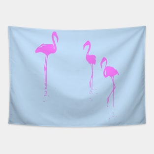 Minimalistic Three Flamingos Silhouette In Pink Tapestry