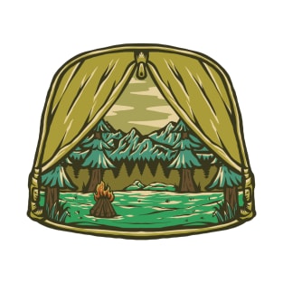 Tent Outdoor Badge Illustration T-Shirt