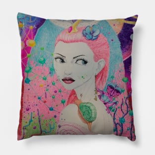 the girl with the snail Pillow