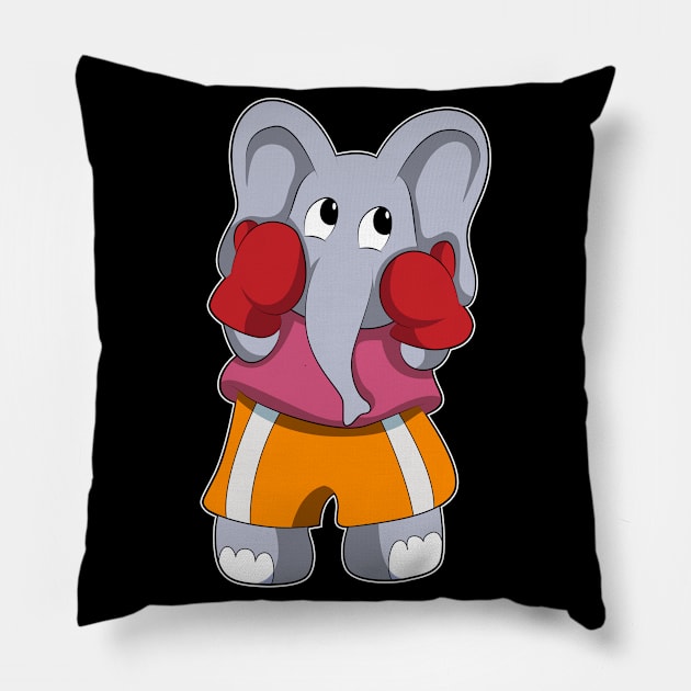 Elephant as Boxer with Boxing gloves Pillow by Markus Schnabel