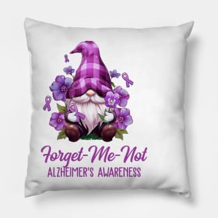 Forget Me Not Purple Alzheimer's Awareness Gnome Flower Pillow