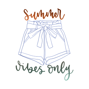 Summer Vibes Only with Watercolor Paperbag Denim Shorts T-Shirt