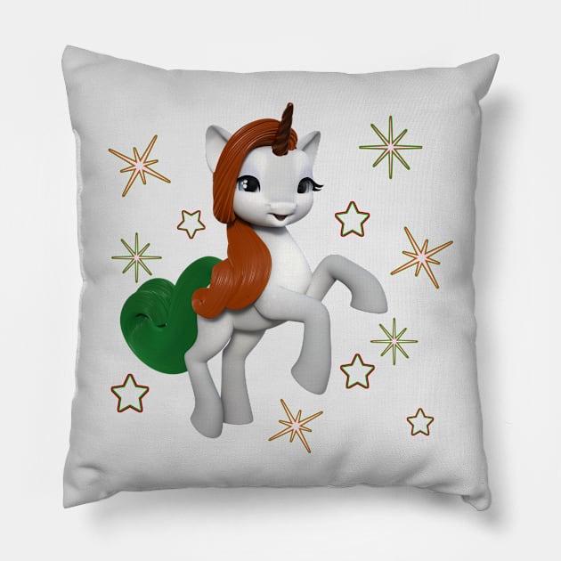 Happy Holidays Christmas Unicorn Pillow by AlondraHanley