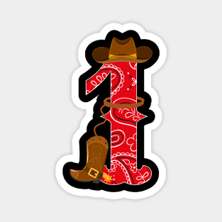 Kids 1st Birthday One Year Old Baby Cowboy Western Rodeo Party Magnet