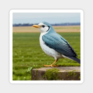 Wholesome Little Fantasy Bird with Grayish Blue Wings Magnet