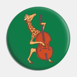 Giraffe playing contrabass Pin