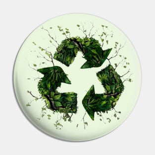 Recycling Logo with Leaves and Green Plants. Go Green, Recycle Symbol, Save the Earth Earth Day Awareness April 22 Pin