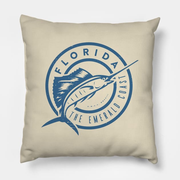 Florida Emerald Coast Sailfish Pillow by DMSC