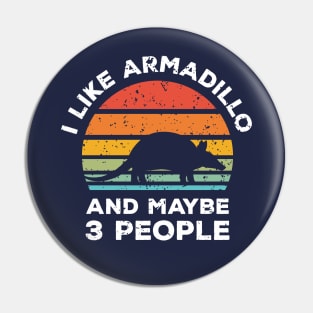 I Like Armadillo and Maybe 3 People, Retro Vintage Sunset with Style Old Grainy Grunge Texture Pin