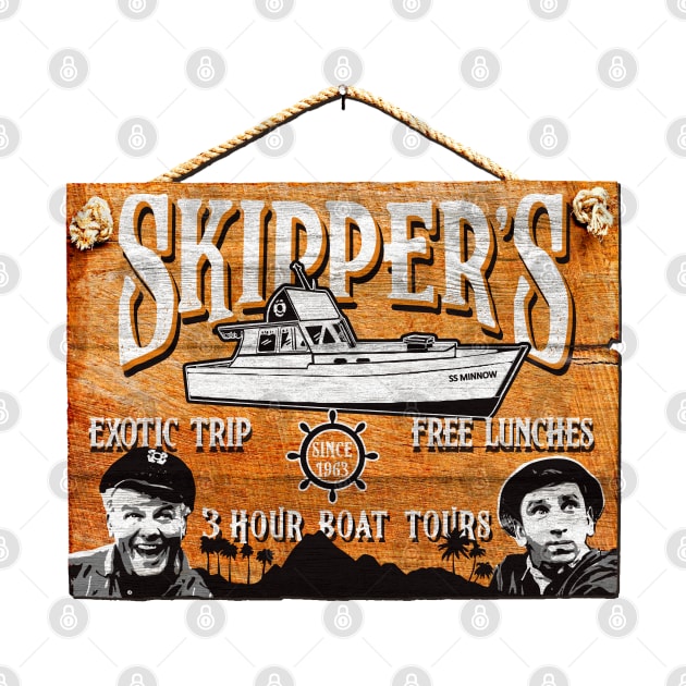 Skipper Gilligan's Island Wooden Sign by Alema Art