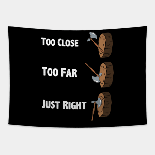 Too Close Too Far Just Righ Axe Throwing Tapestry