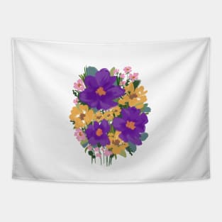 Purple Abstract Wild Flowers Illustration Tapestry