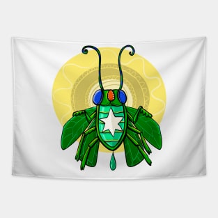 green scarab beetle with a golden disc Tapestry