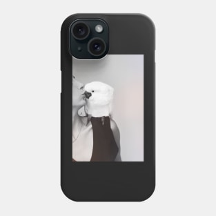 white cockatoo kiss love picture blanc and white grey Phone Case