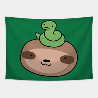 Snake and Sloth Face Tapestry