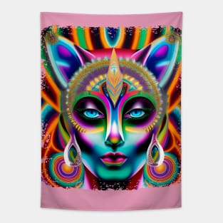 Catgirl DMTfied (26) - Trippy Psychedelic Art Tapestry