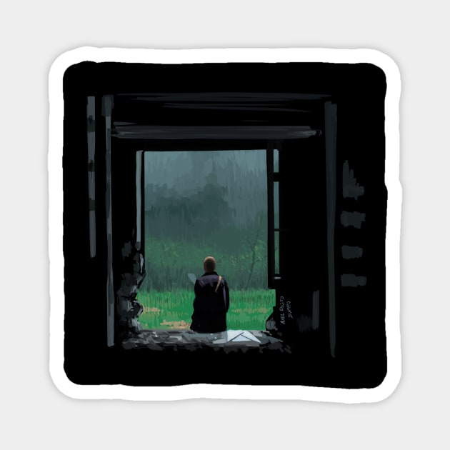 Illustration - Andrei Tarkovsky Stalker Woods Scene Magnet by burrotees