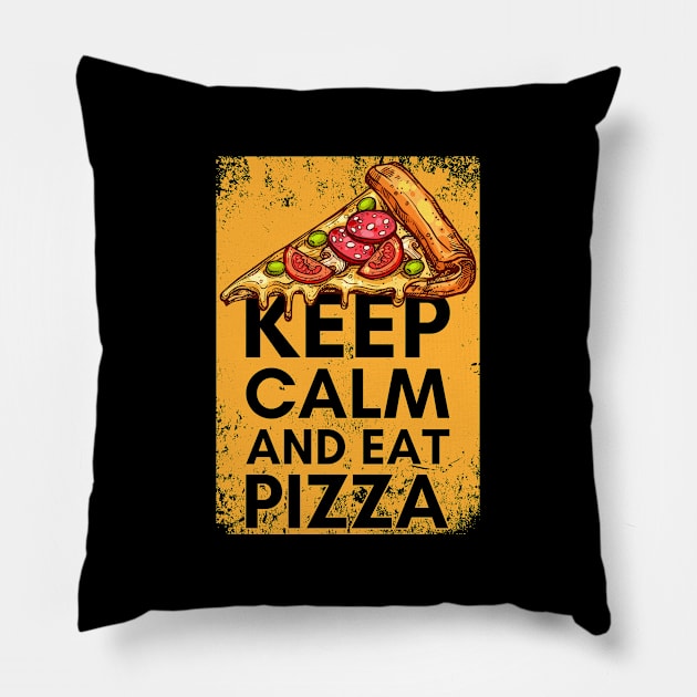 Keep Calm and Eat Pizza - Foodie Pun Pillow by Zen Cosmos Official