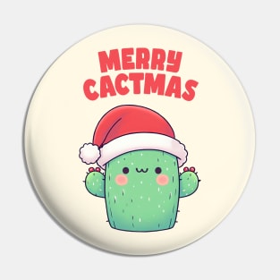 Merry Cactmas Christmas Cactus Pin