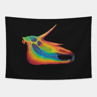 Rainbow Unicorn Skull Tapestry