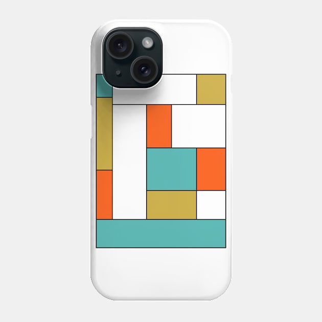 Turquoise Orange Gold Color Block Mid Century Phone Case by OrchardBerry