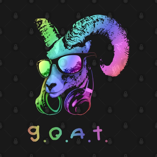 The GOAT Cool and Funny Music Animal with Headphones and Sunglasses by Nerd_art