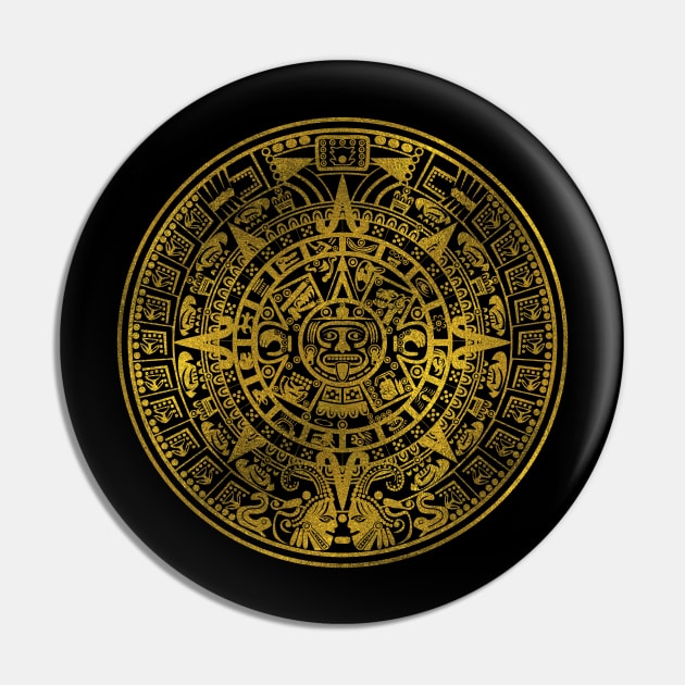 Gold  Aztec Inca Mayan Calendar Pin by Nartissima