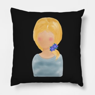 Watercolor Painted Flower Girl With Yellow Hair | Art by Cherie (c)2021 Pillow