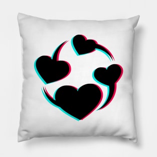 TikTok Revolving Heart Black Pillow