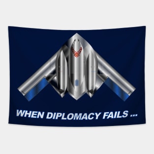 When Diplomacy Fails... USAF B2 Spirit Stealth Bomber- Red White Blue Tapestry