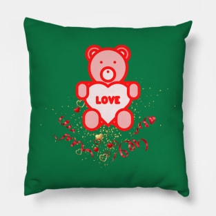 Cute Bear is holding a heart Pillow