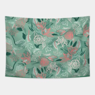 Matisse Pink and Teal Flowers Tapestry