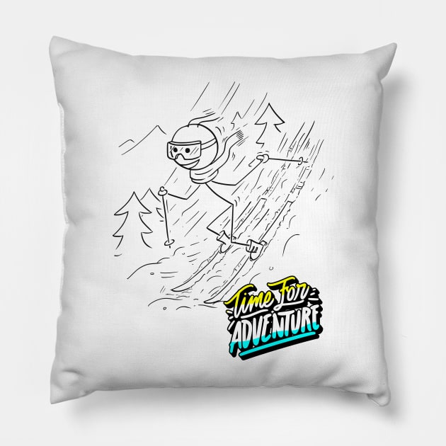 time for adventure Pillow by Eva Passi Arts