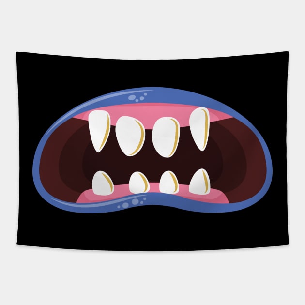 Monster mouth Tapestry by gold package