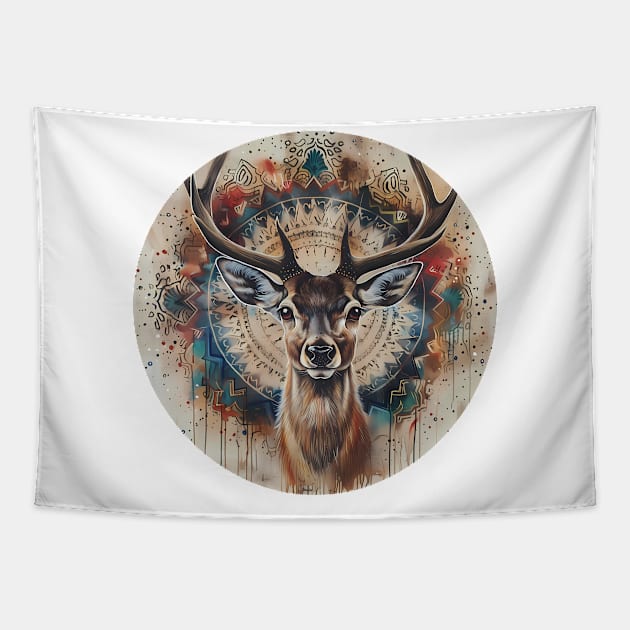 Mandala - Deer Tapestry by aleibanez