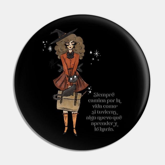 Teacher Witch with Spanish Quote (transparent background) Pin by The Mindful Maestra