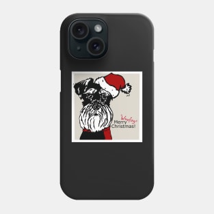 Merry Woofing Christmas Miniature Schnauzer Dog in Santa Hat Phone Case