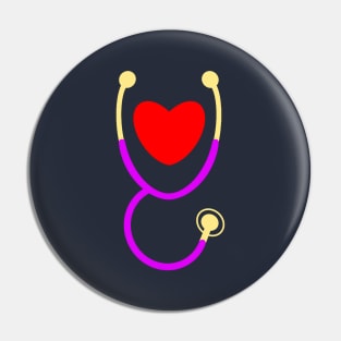 Pediatric Nurse Simple Stethoscope Love Birthday Gift Idea Pin